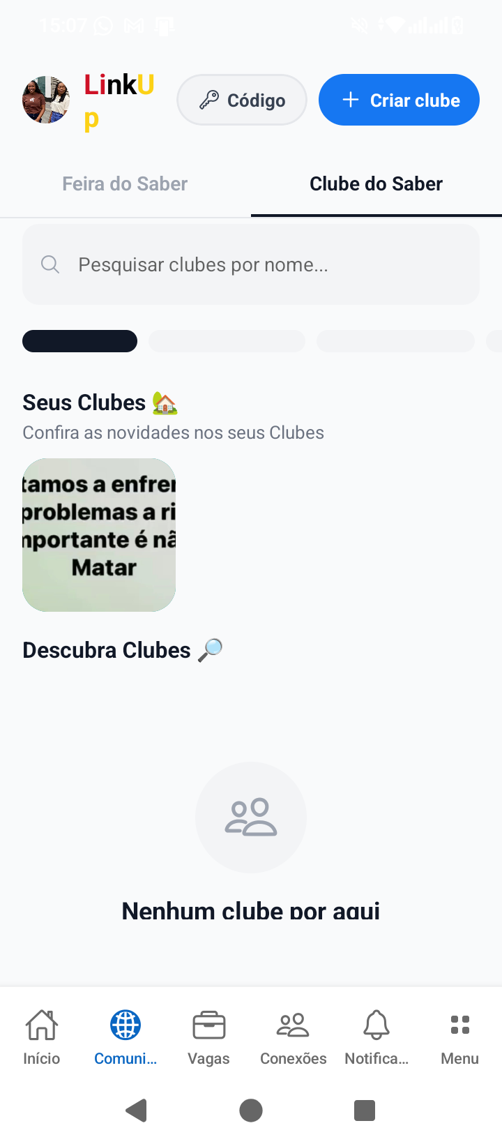Clube do Saber na comunidade LinkUp
