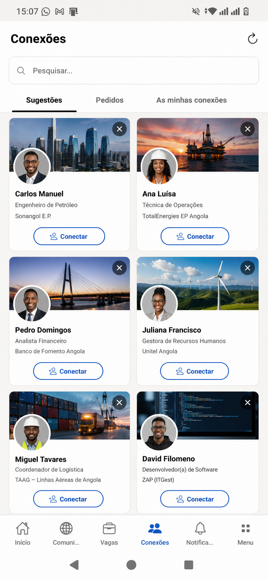 Conexões sugeridas na ConnectAll