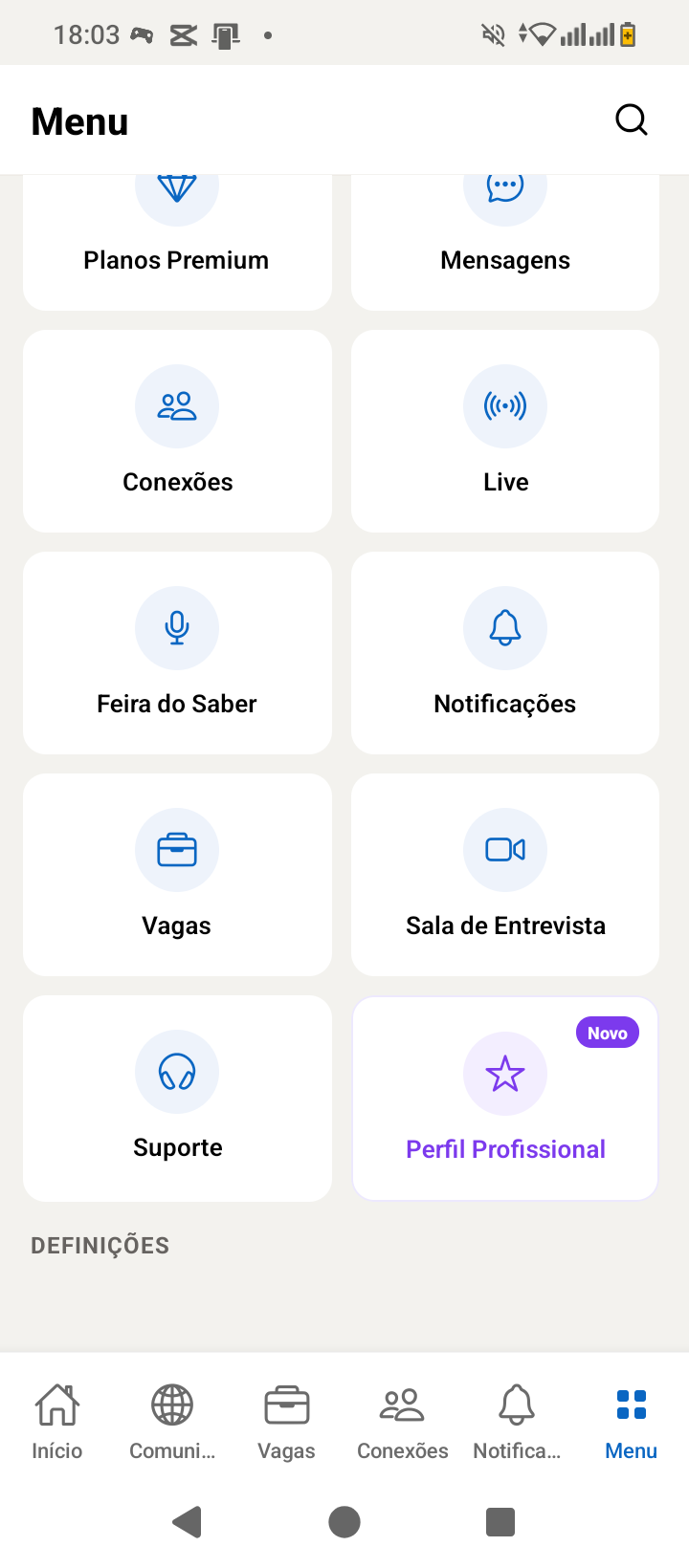 Mais funcionalidades no Menu da ConnectAll