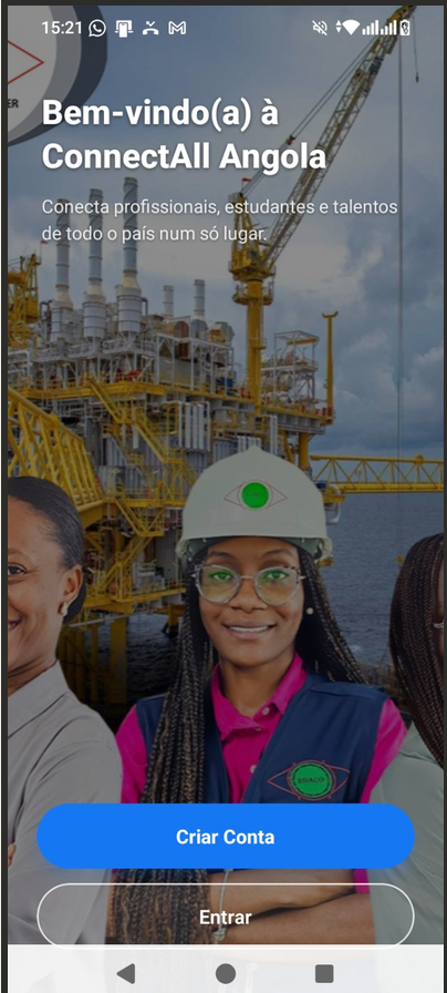 Tela de boas-vindas da ConnectAll Angola